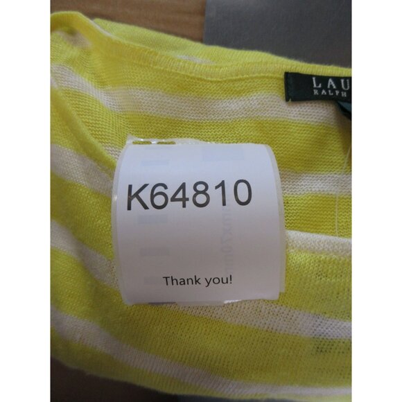 Lauren Ralph Lauren Sweater XL Yellow Linen Pullover Striped NEW - Picture 10 of 10